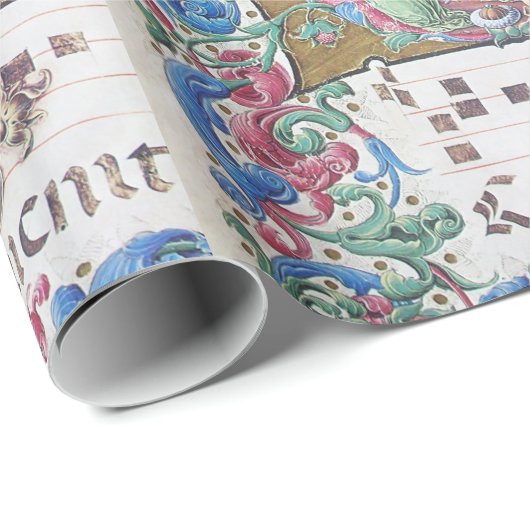 PAPIER CADEAU ADORATION DE MAGI, MONOGRAMME DE NATIVITÉ AVEC DOL (Coin rond)