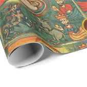 PAPIER CADEAU ADORATION DE MAGI, PARCHEMENT NATIVITÉ DE NOËL (Coin rond)