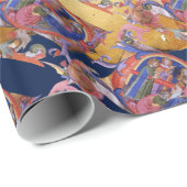 PAPIER CADEAU ADORATION DU PARCHEMENT DE NOËL FLORAL MAGI (Coin rond)