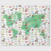 Papier Cadeau Adventure Attend les véhicules de la carte mondial (Plat)