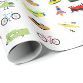 Papier Cadeau Adventure Attend les véhicules de la carte mondial (Coin rond)