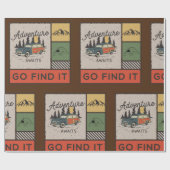 Papier Cadeau Adventure Await Go Find It Retro Camping Travel (Plat)