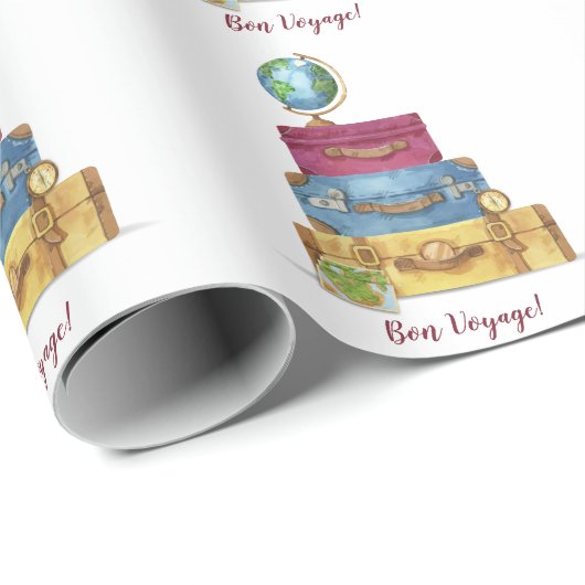 Papier Cadeau Adventure Await Suitcases Go Away Farewell Cla (Coin rond)