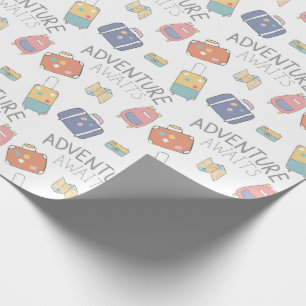 Papier Cadeau Adventure Await Travel Wrapper Paper