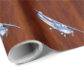 Papier Cadeau Aéronef Classique Chrome Cessna Flying Mahogany (Coin rond)