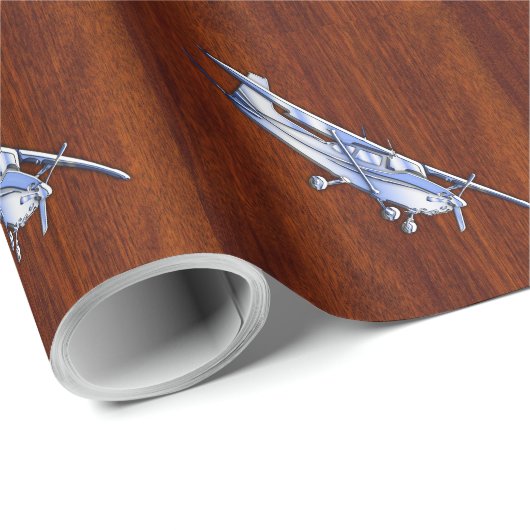 Papier Cadeau Aéronef Classique Chrome Cessna Flying Mahogany (Coin rond)