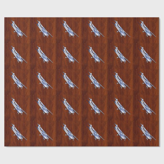 Papier Cadeau Aéronef Classique Chrome Cessna Flying Mahogany (Plat)