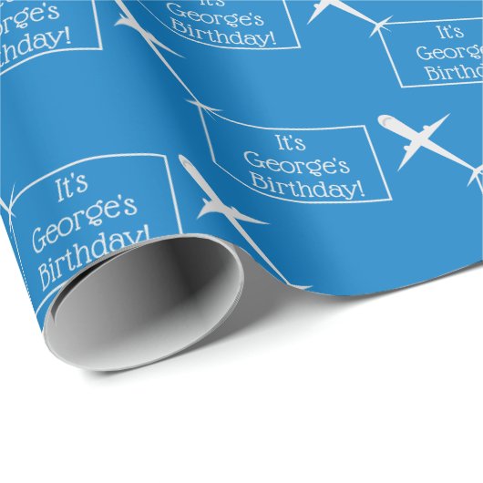 Papier Cadeau Aéronef vol personnalisé drapeau d'anniversaire su (Coin rond)