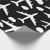 Papier Cadeau Aéronefs à vol noir conception motif d'avion (Coin)
