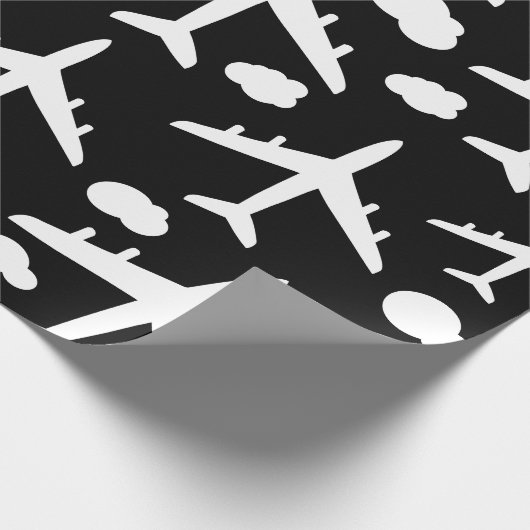 Papier Cadeau Aéronefs à vol noir conception motif d'avion (Coin)