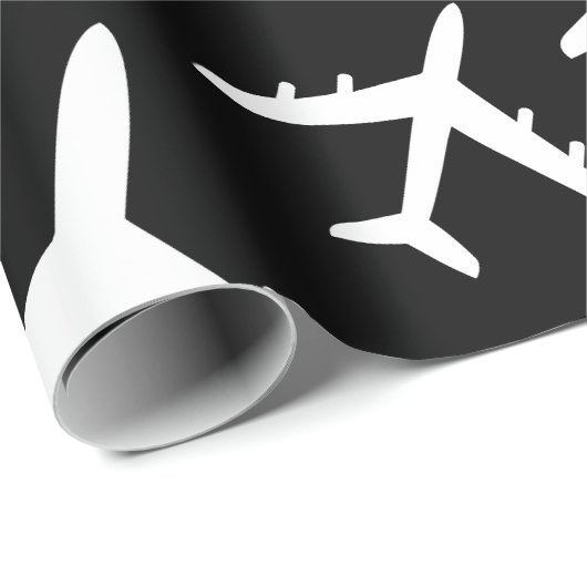 Papier Cadeau Aéronefs à vol noir conception motif d'avion (Coin rond)
