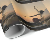 Papier Cadeau Aéroport de mouche d'aile d'avion à réaction (Coin rond)