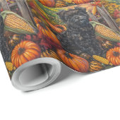 Papier Cadeau Affenpinscher Automne Harvest Thanksgiving Chien (Coin rond)