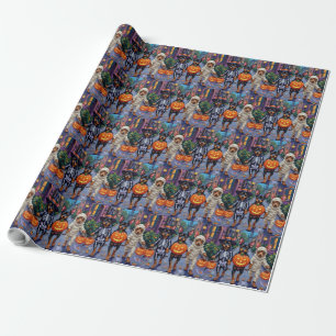 Papier Cadeau Affenpinscher Chiens Trick-or-Treating en Hallowee