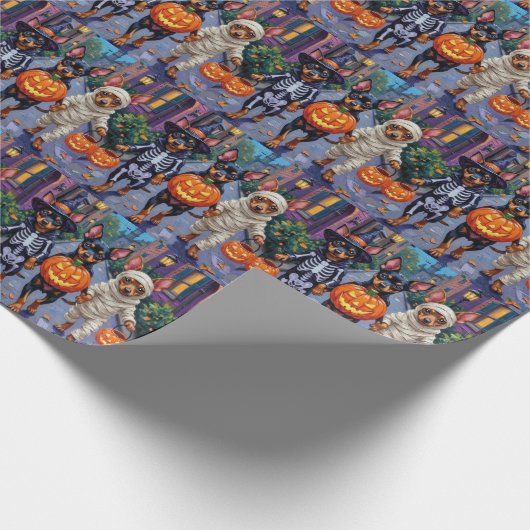 Papier Cadeau Affenpinscher Chiens Trick-or-Treating en Hallowee (Coin)