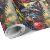 Papier Cadeau Affenpinscher Dog with Christmas Ornament (Coin rond)