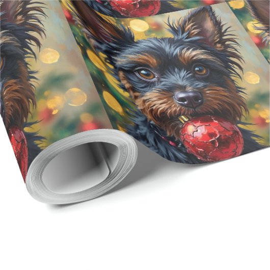 Papier Cadeau Affenpinscher Dog with Christmas Ornament (Coin rond)