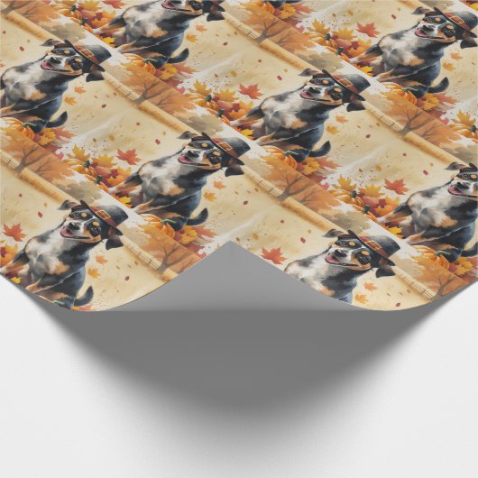 Papier Cadeau Affenpinscher en automne quitte Thanksgiving Art (Coin)