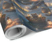 Papier Cadeau Affenpinscher Festive Christmas Voyage (Coin rond)