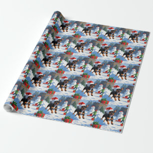 Papier Cadeau Affenpinscher Festive de Noël Scène de neige