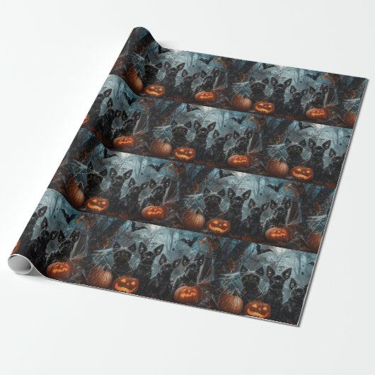 Papier Cadeau Affenpinscher Halloween nuit chien délice (Déroulé)
