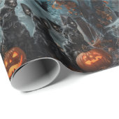Papier Cadeau Affenpinscher Halloween nuit chien délice (Coin rond)
