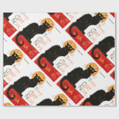 Papier Cadeau Affiche Classique Chat Noir de Steinlen en Noir (Plat)