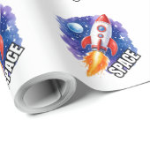Papier Cadeau Affiche d'aventure spatiale | L'aventure vous atte (Coin rond)