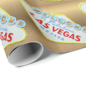 Papier Cadeau Affiche de bienvenue d'or de Las Vegas (Coin rond)