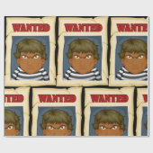 Papier Cadeau Affiche de Recherche Prisonnier Échappé Condamné (Plat)