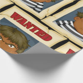 Papier Cadeau Affiche de Recherche Prisonnier Échappé Condamné (Coin)