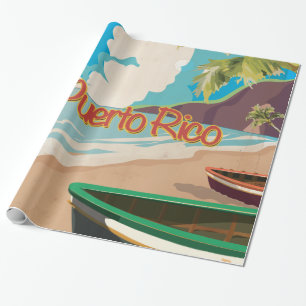 Papier Cadeau Affiche de voyage vintage de Porto Rico