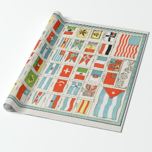 Papier Cadeau Affiche Éducative des Drapeaux Anciens de Toutes l