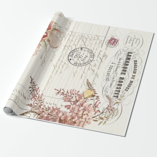 Papier Cadeau Affiche florale de Decoupage d'éphémères (Déroulé)