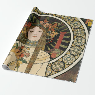 Papier Cadeau Affiche vintage Alfonse Mucha Trappistine Nouveau