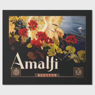 Papier Cadeau Affiches d'art graphique de voyage vintage Amalfi 