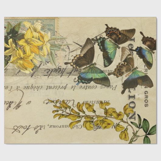 Papier Cadeau Affiches de Decoupage de Français de papillon (Plat)
