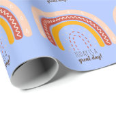 PAPIER CADEAU AFFIRMATION BLEUE PASTEL CITE BOHO RAINBOUR (Coin rond)