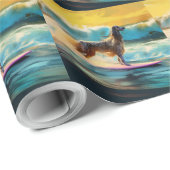 Papier Cadeau Afghan Hound Beach Surf Peinture (Coin rond)