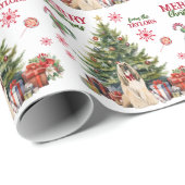 Papier Cadeau Afghan Hound Dog Holiday Tree (Coin rond)