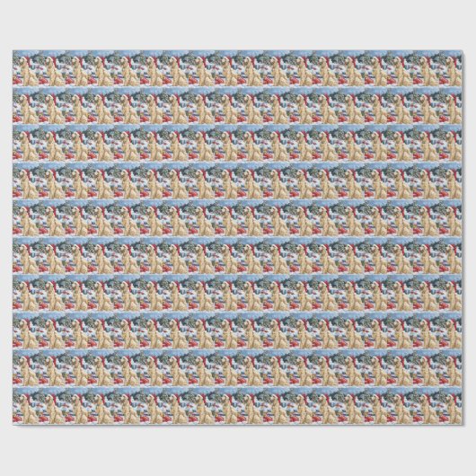 Papier Cadeau Afghan Hound Dog Winter Wonderland Noël Joie (Plat)