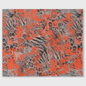 Papier Cadeau Africain, tribal. Noir, rouge, gris. (Plat)