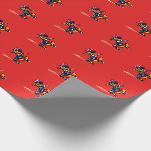 Papier Cadeau African American Boy On a Skateboard Motif (Coin)