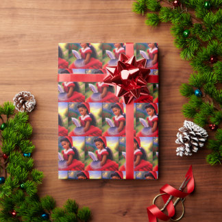 Papier Cadeau African American Christmas Red Ridinghood Girl