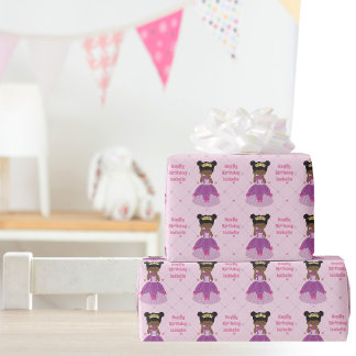 Papier Cadeau African American Princess Cute Custom Anniversaire