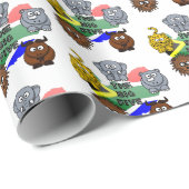 Papier Cadeau Afrique du Sud Big Five Safari animal dessin (Coin rond)