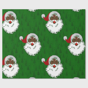Papier Cadeau afrique noir santa claus noël arbres vert