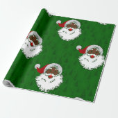 Papier Cadeau afrique noir santa claus noël arbres vert (Déroulé)