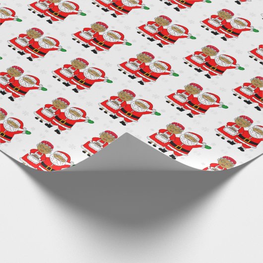 Papier Cadeau Afro-Américain M. et Mme Santa Claus Noël (Coin)