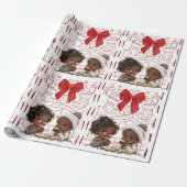 Papier Cadeau Afro-Américains Enfants et biscuits Noël (Déroulé)